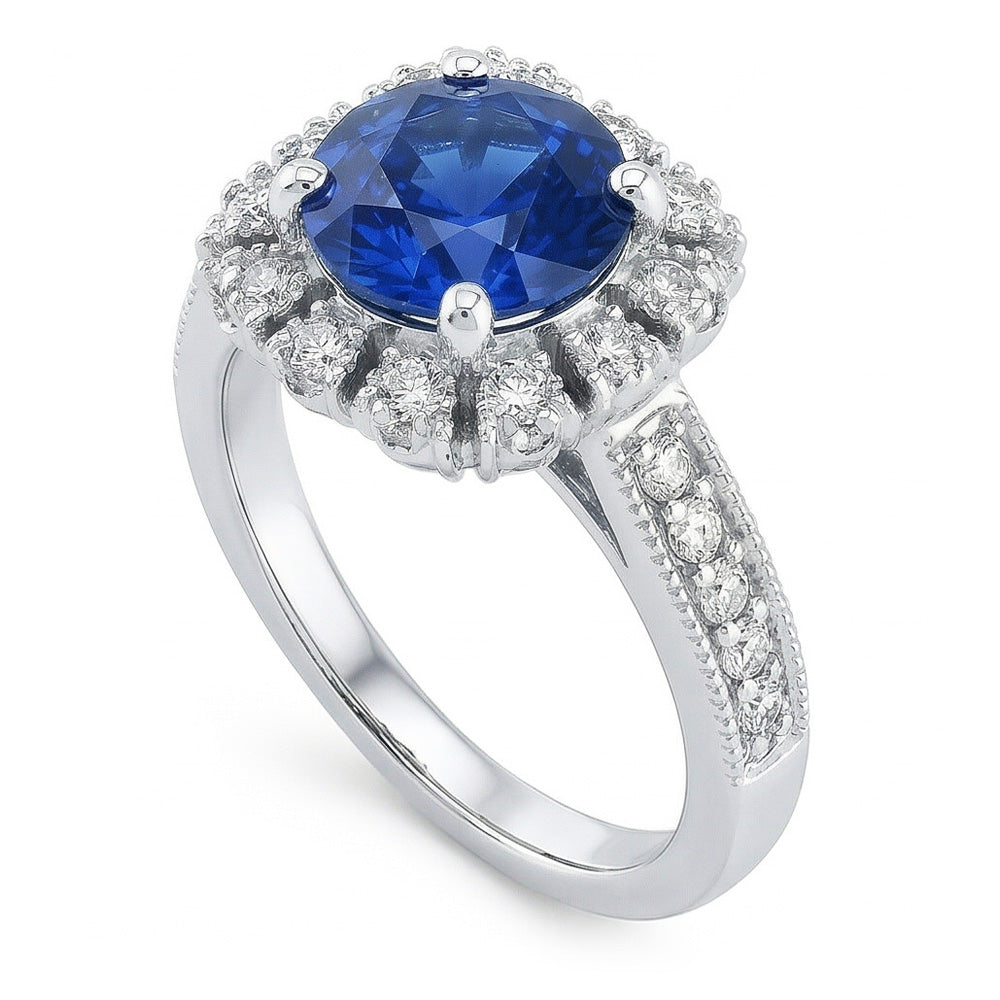 vero round diamante 3.20carati anello angolo laterale