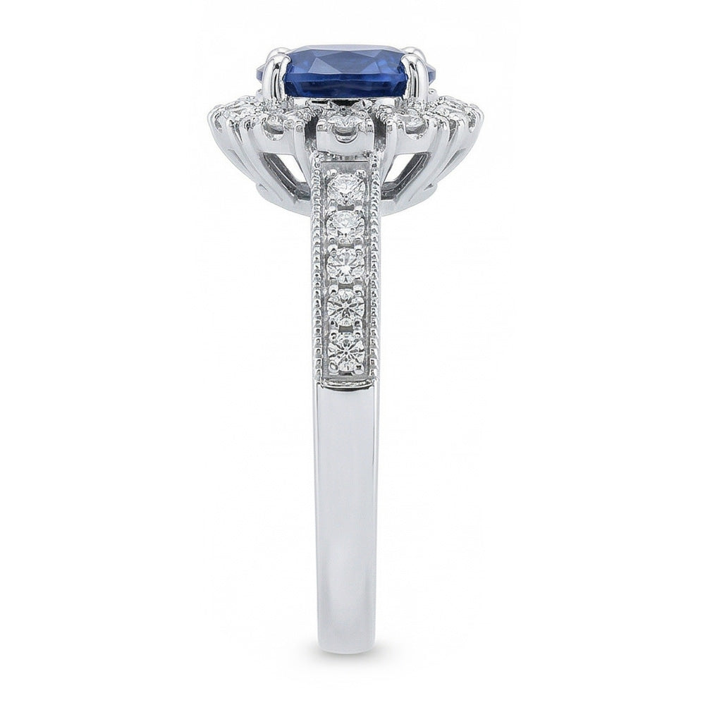 vero round diamante 3.20carati anello vista di profilo
