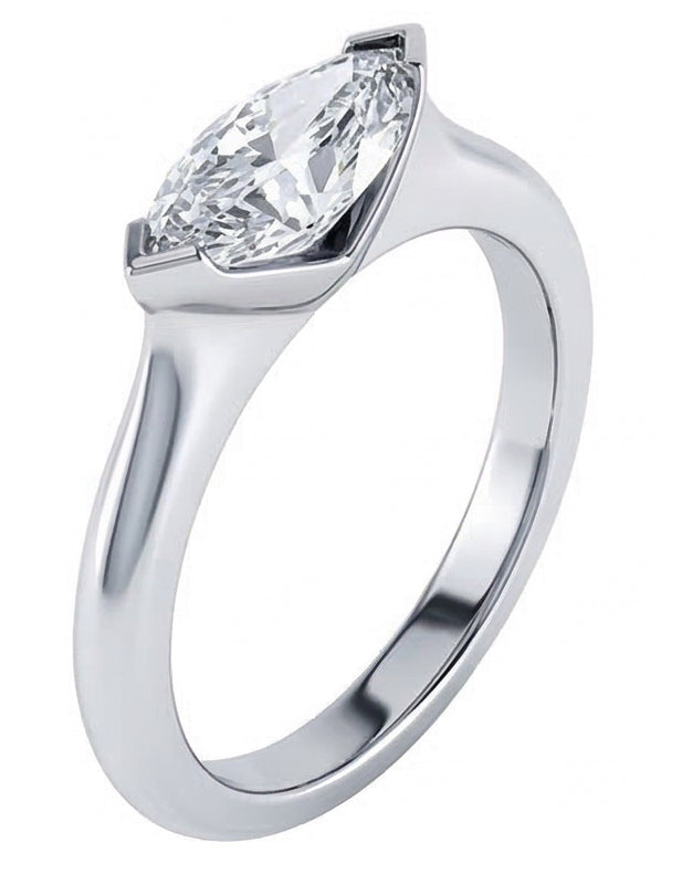 Anello nuziale con diamanti taglio marquise con castone da 1.25 carati