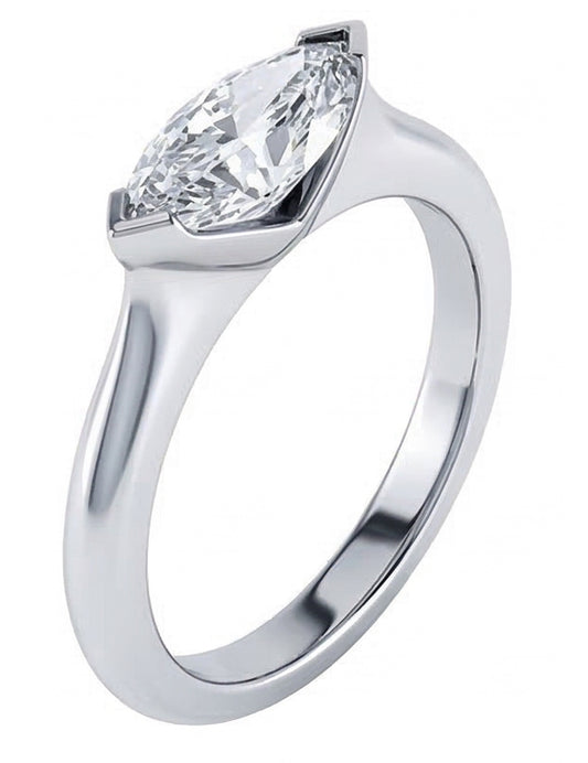 Anello nuziale con diamanti taglio marquise con castone da 1.25 carati