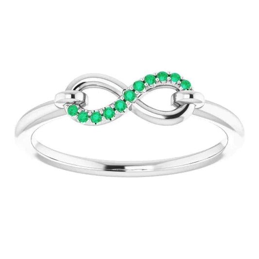 Anello nuziale con smeraldo verde anniversario in oro bianco 14 k da 0,25 carati 
