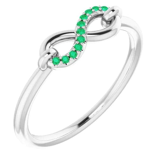 Anello nuziale con smeraldo verde anniversario in oro bianco 14 k da 0,25 carati Nuovo