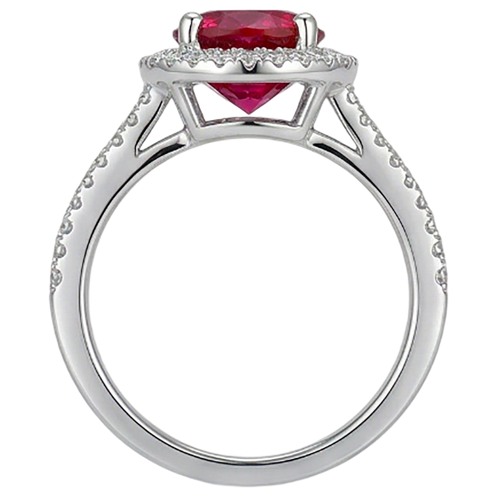 Anello nuziale in oro bianco 14 carati con diamante rosso rubino con accenti da 4.80 ct