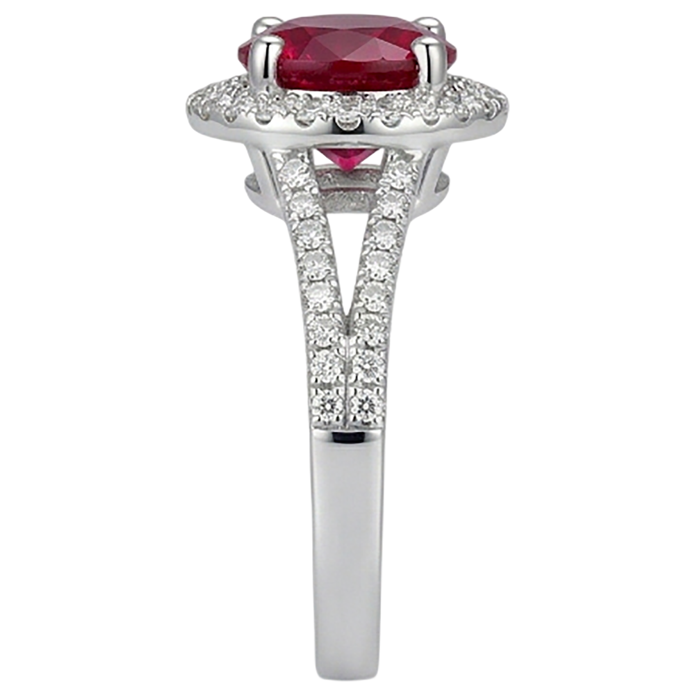 Anello nuziale in oro bianco 14 carati con diamante rosso rubino con accenti da 4.80 ct