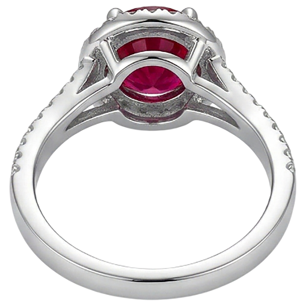 Anello nuziale in oro bianco 14 carati con diamante rosso rubino con accenti da 4.80 ct