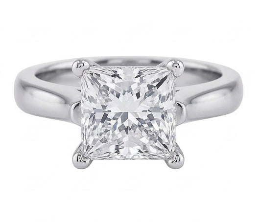 Anello nuziale in oro bianco 14K con diamante solitario taglio principessa da 1 carato