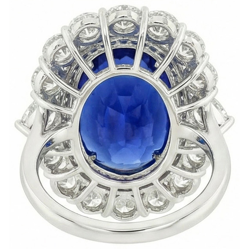 Anello nuziale in oro bianco 14K con diamante zaffiro blu 8.50 carati