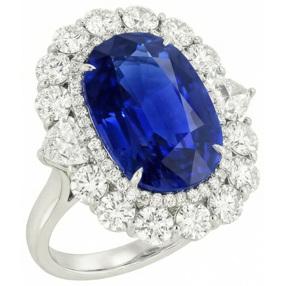 Anello nuziale in oro bianco 14K con diamante zaffiro blu 8.50 carati