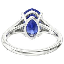 Anello nuziale in zaffiro blu con taglio a pera gioielli in stile antico 2.75 carati