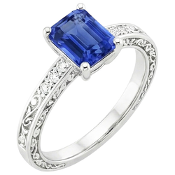Anello oro bianco e Zaffiro Blu