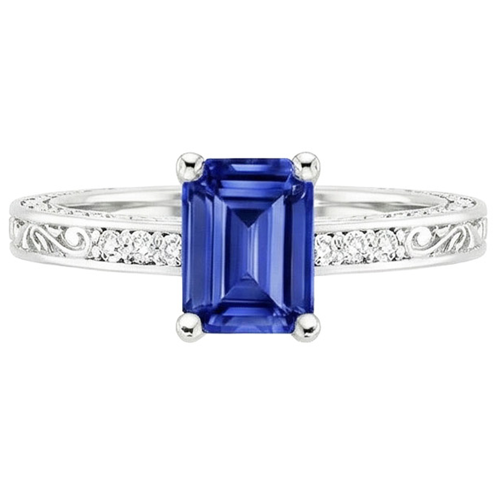 Anello oro bianco e Zaffiro Blu