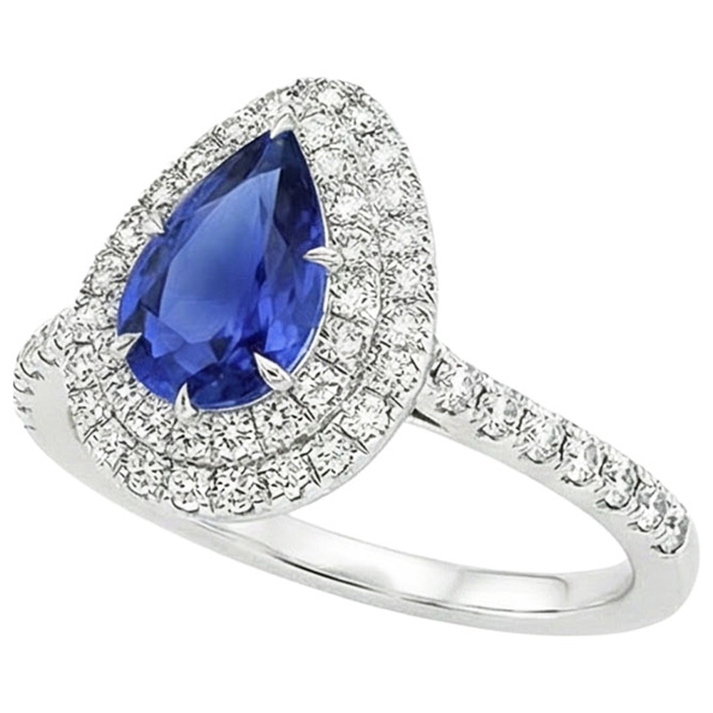 vero pear diamante 2.50carati anello dettaglio ravvicinato