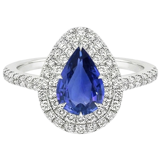 vero pear diamante 2.50carati anello vista di profilo