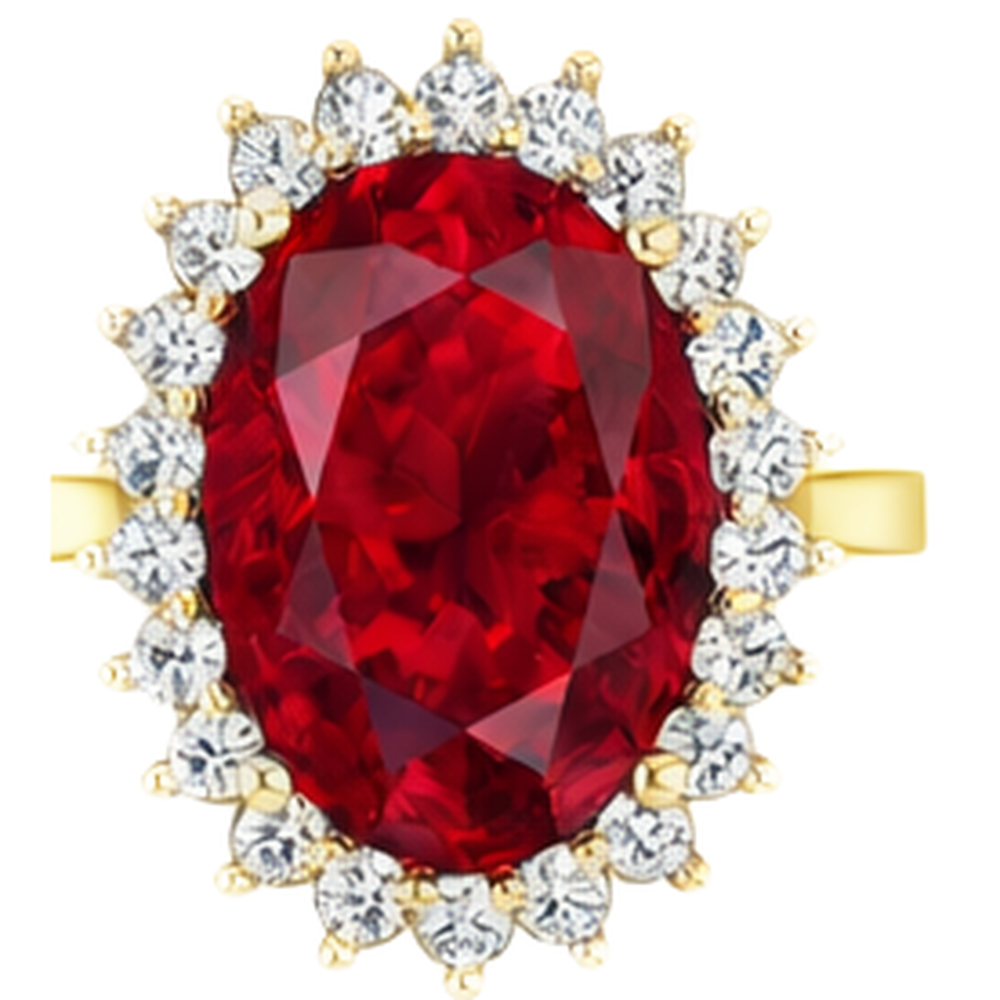 Anello ovale Burma Ruby Diamond Flower Style 10.50 carati Two Tone Gold