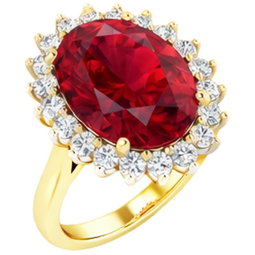 Anello ovale Burma Ruby Diamond Flower Style 10.50 carati Two Tone Gold