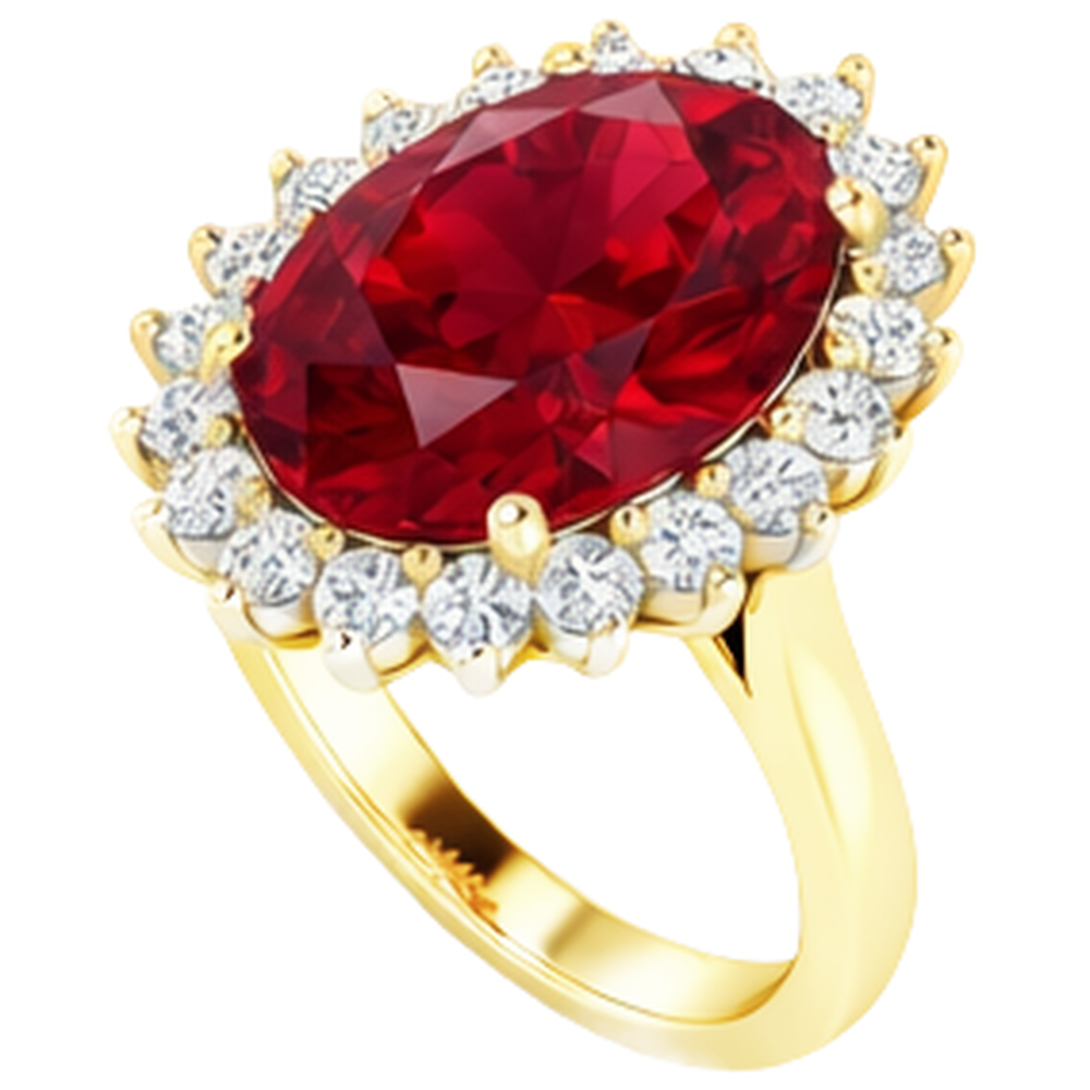 Anello ovale Burma Ruby Diamond Flower Style 10.50 carati Two Tone Gold