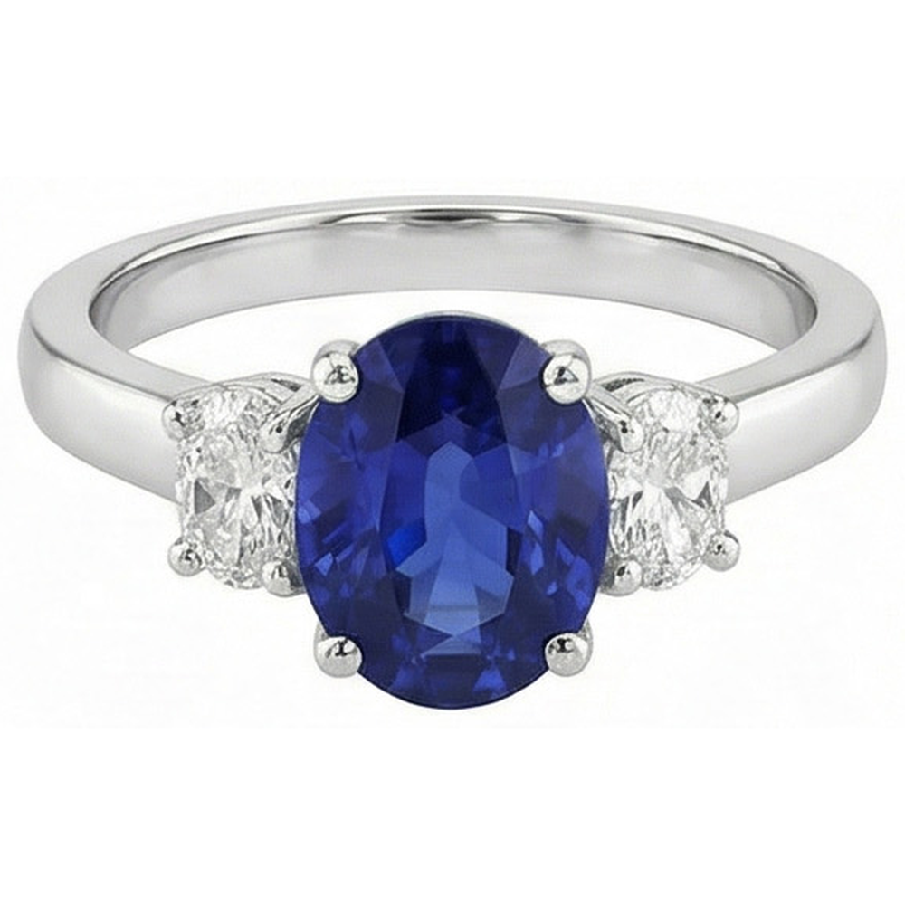 vero oval diamante 5carati anello vista di profilo