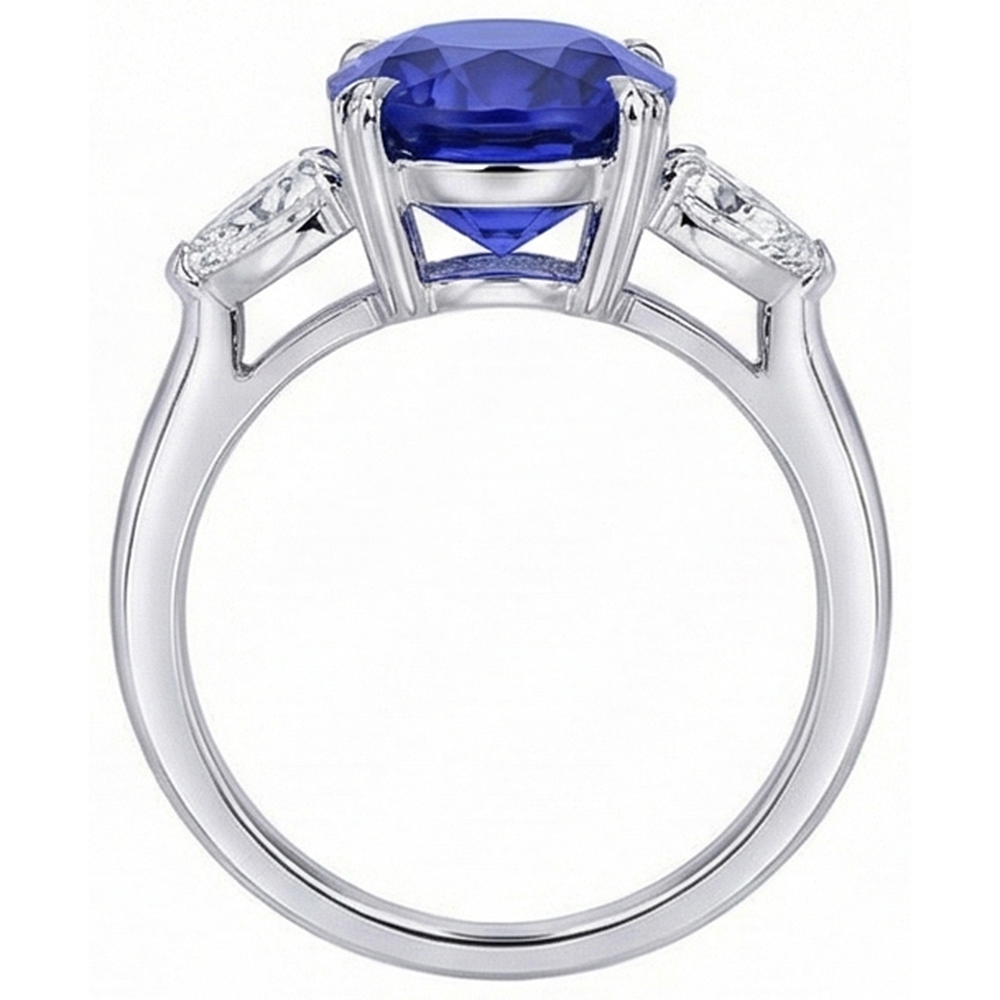 vero oval diamante 4.50carati anello dettaglio ravvicinato