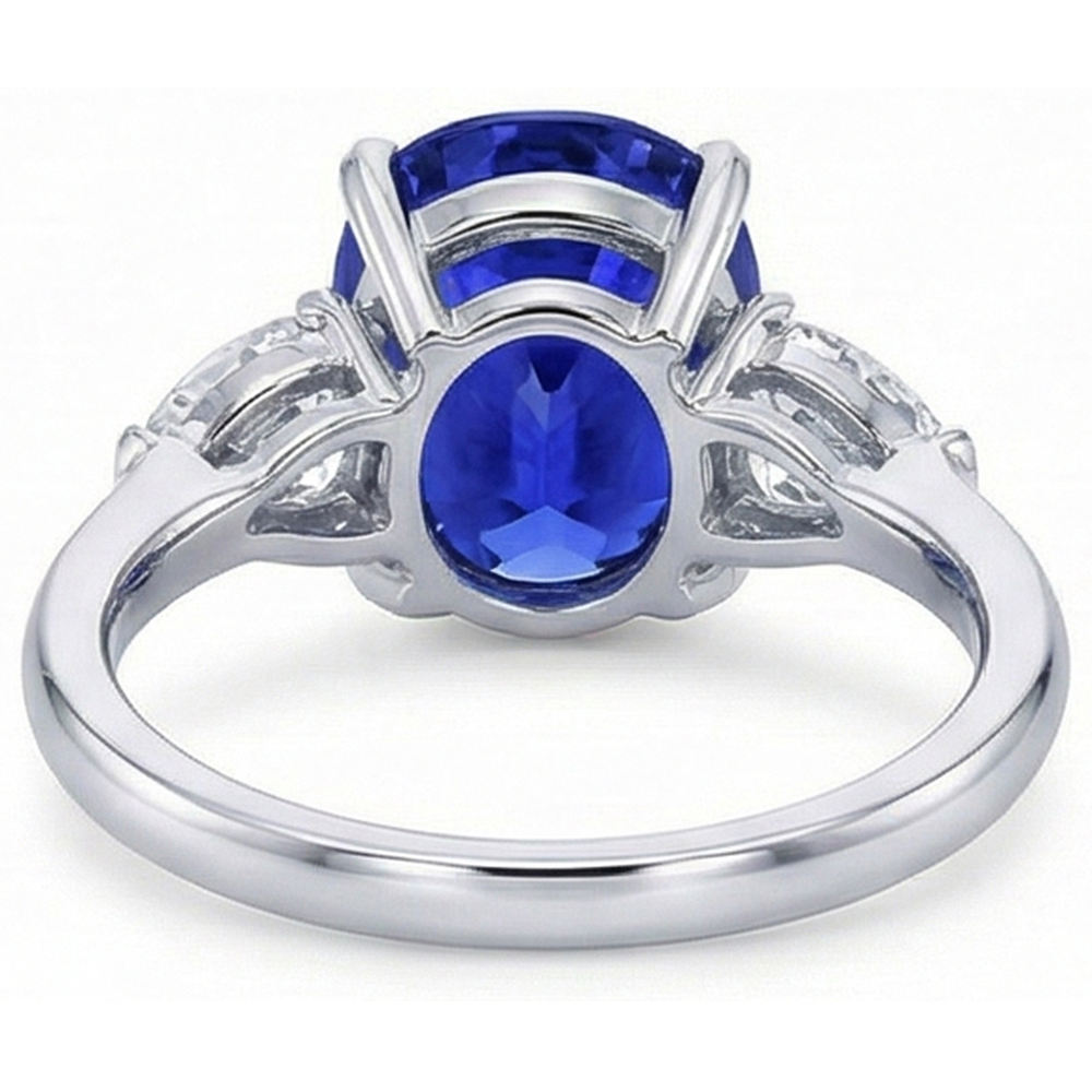 vero oval diamante 4.50carati anello vista dall'alto