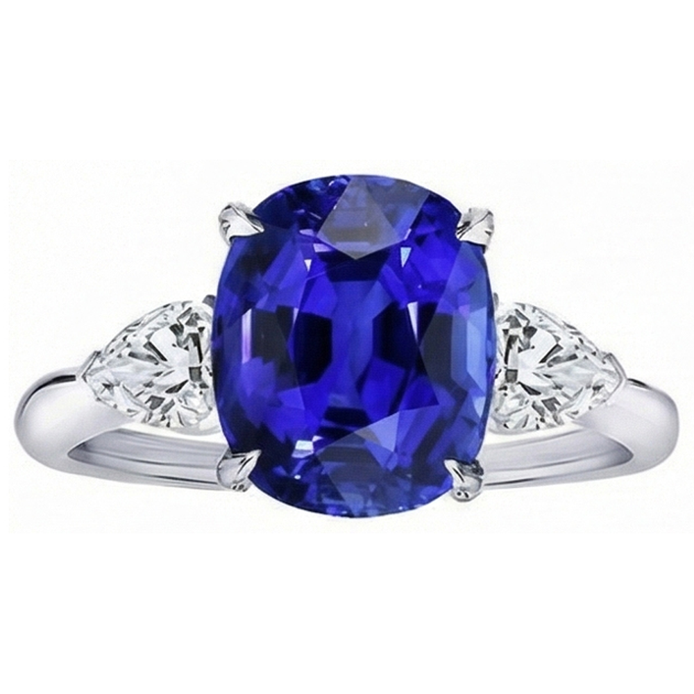 vero oval diamante 4.50carati anello vista frontale