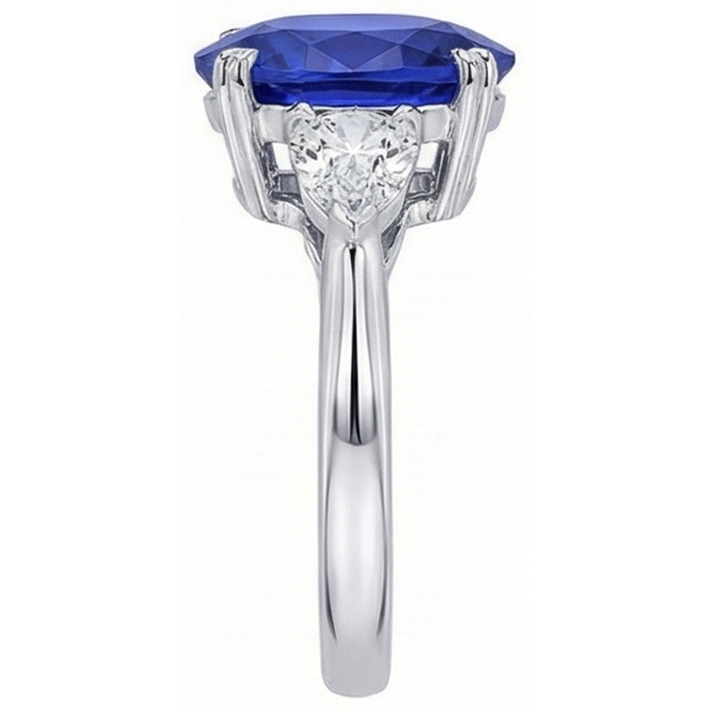 vero oval diamante 4.50carati anello angolo laterale