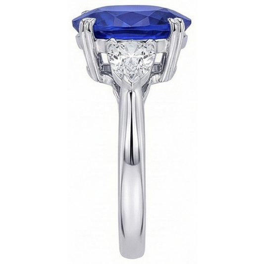 vero oval diamante 4.50carati anello angolo laterale