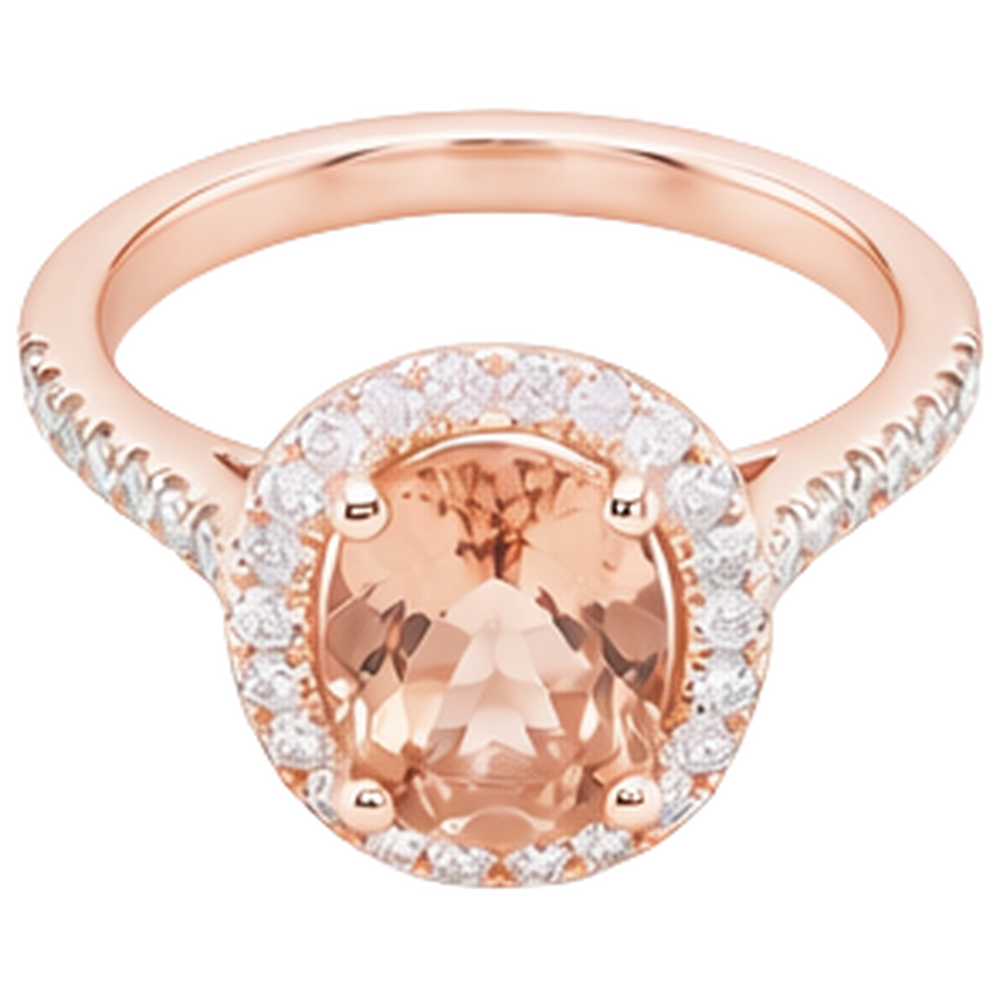 Anello ovale con Morganite e diamanti da 26.50 ct in oro rosa 14K