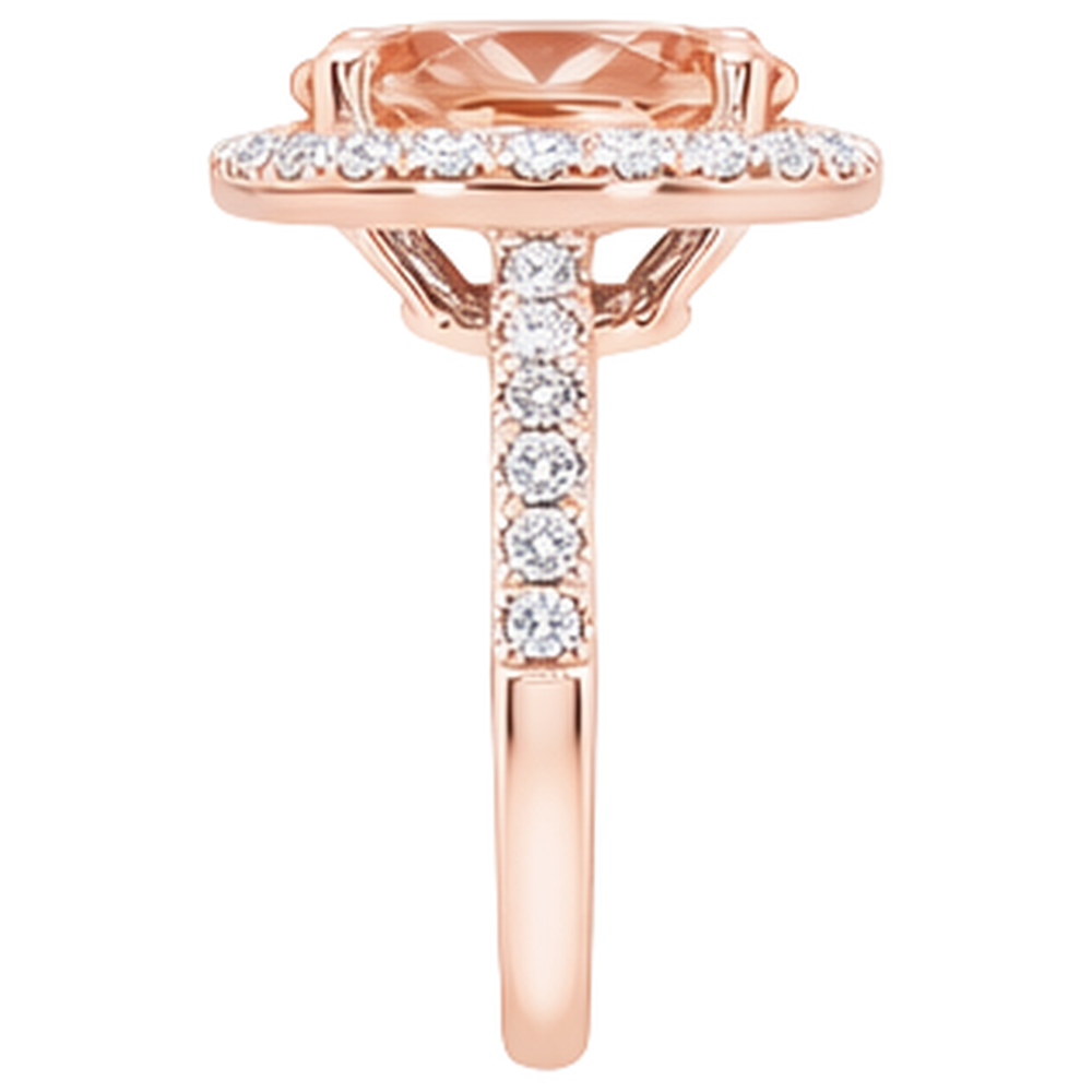 Anello ovale con Morganite e diamanti da 26.50 ct in oro rosa 14K