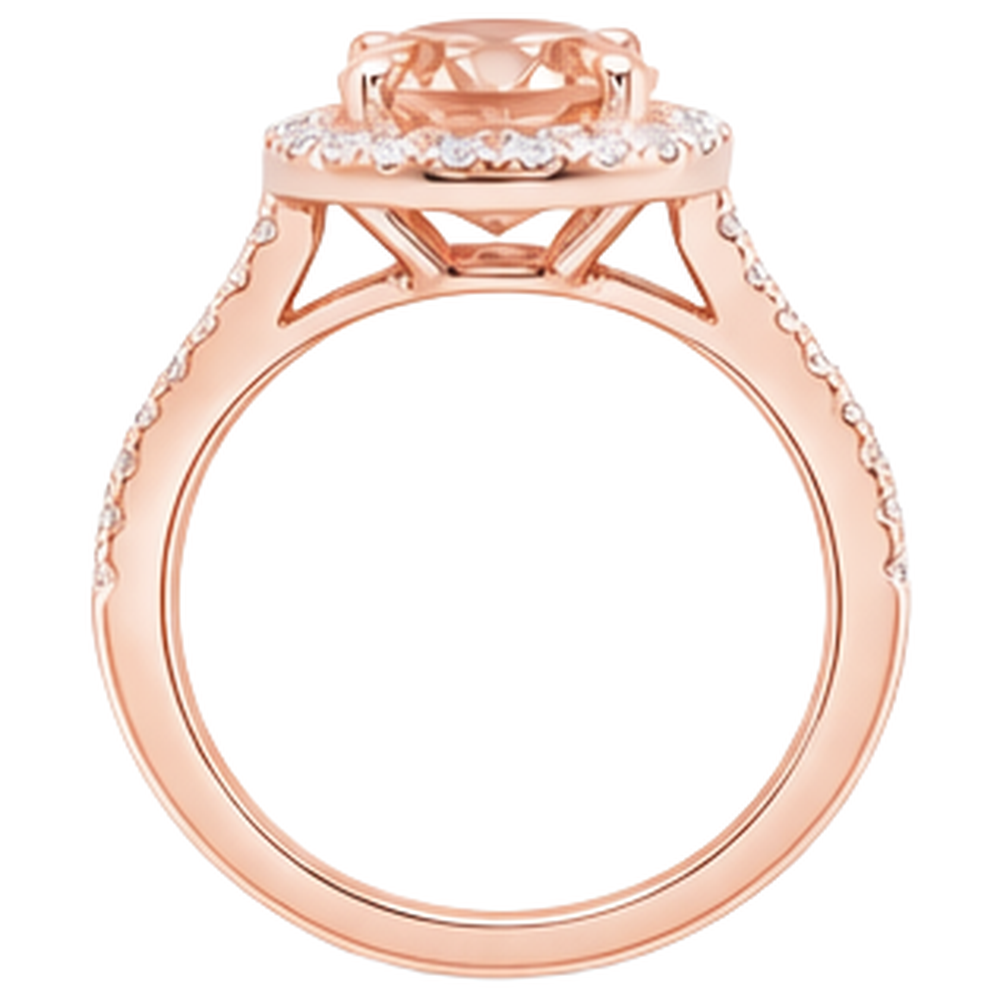 Anello ovale con Morganite e diamanti da 26.50 ct in oro rosa 14K