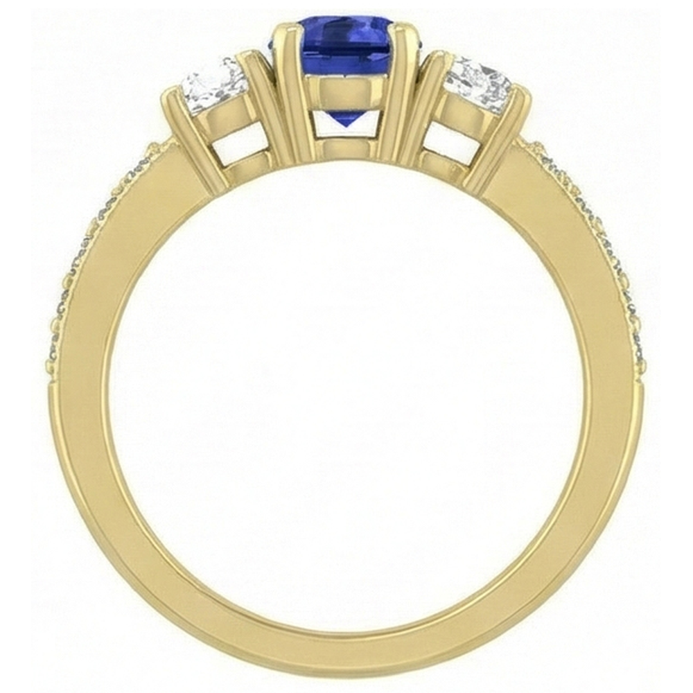 Anello ovale con gemme di zaffiro. 3 carati. gioielli con diamanti scintillanti da donna