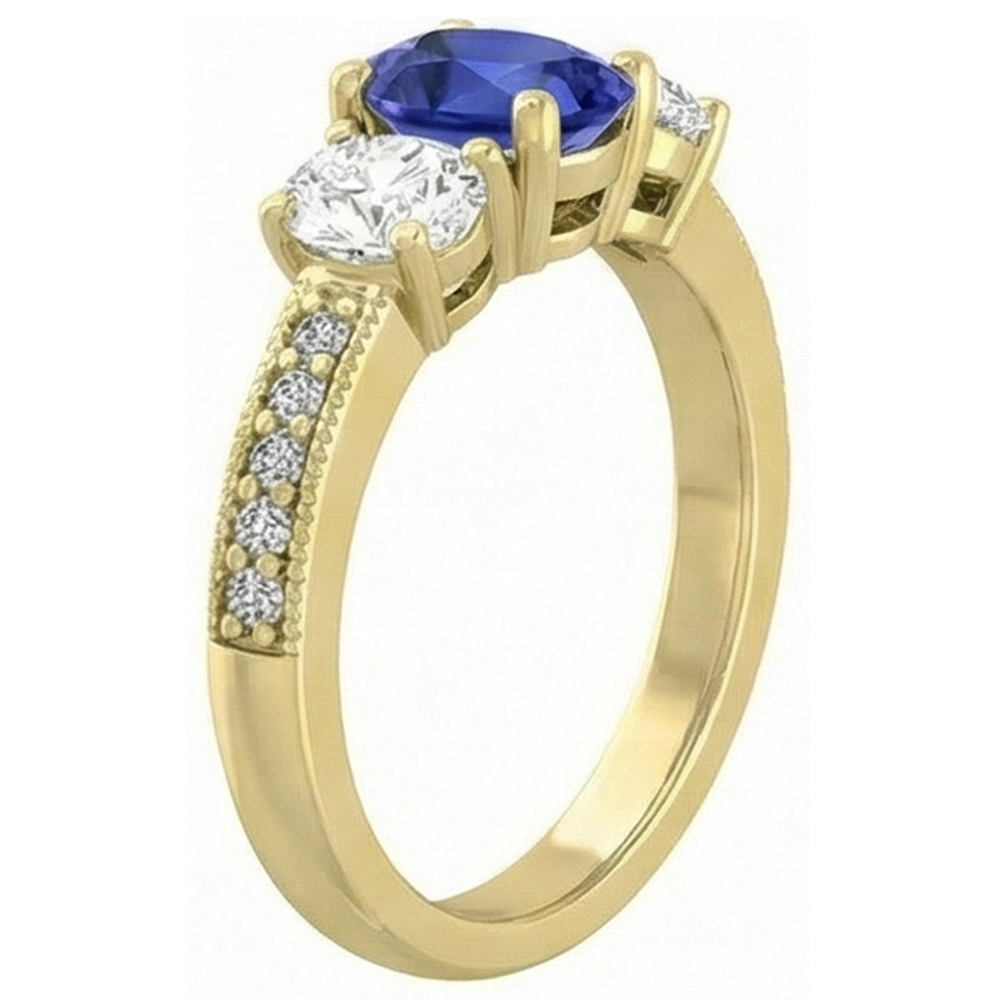 Anello ovale con gemme di zaffiro. 3 carati. gioielli con diamanti scintillanti da donna