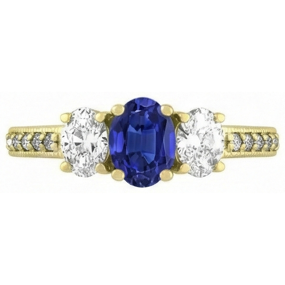 Anello ovale con gemme di zaffiro. 3 carati. gioielli con diamanti scintillanti da donna