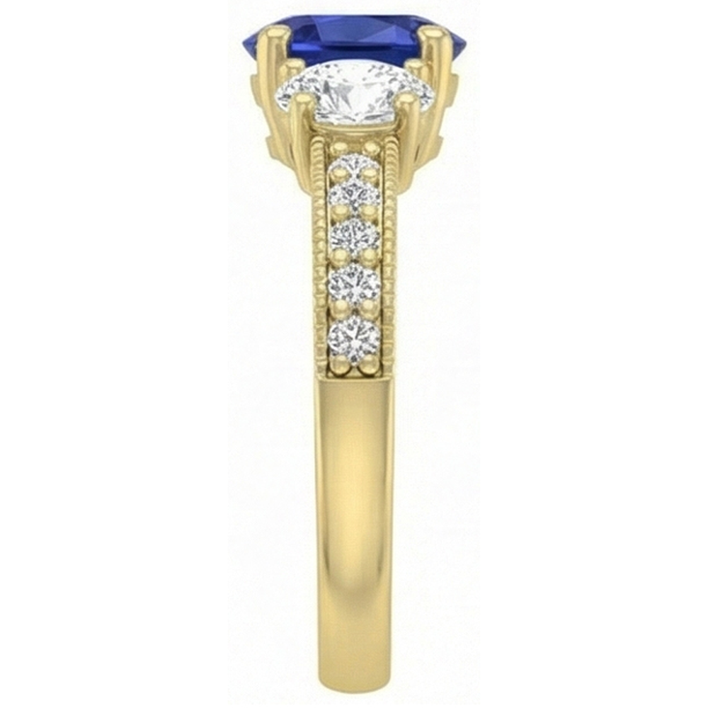 Anello ovale con gemme di zaffiro. 3 carati. gioielli con diamanti scintillanti da donna