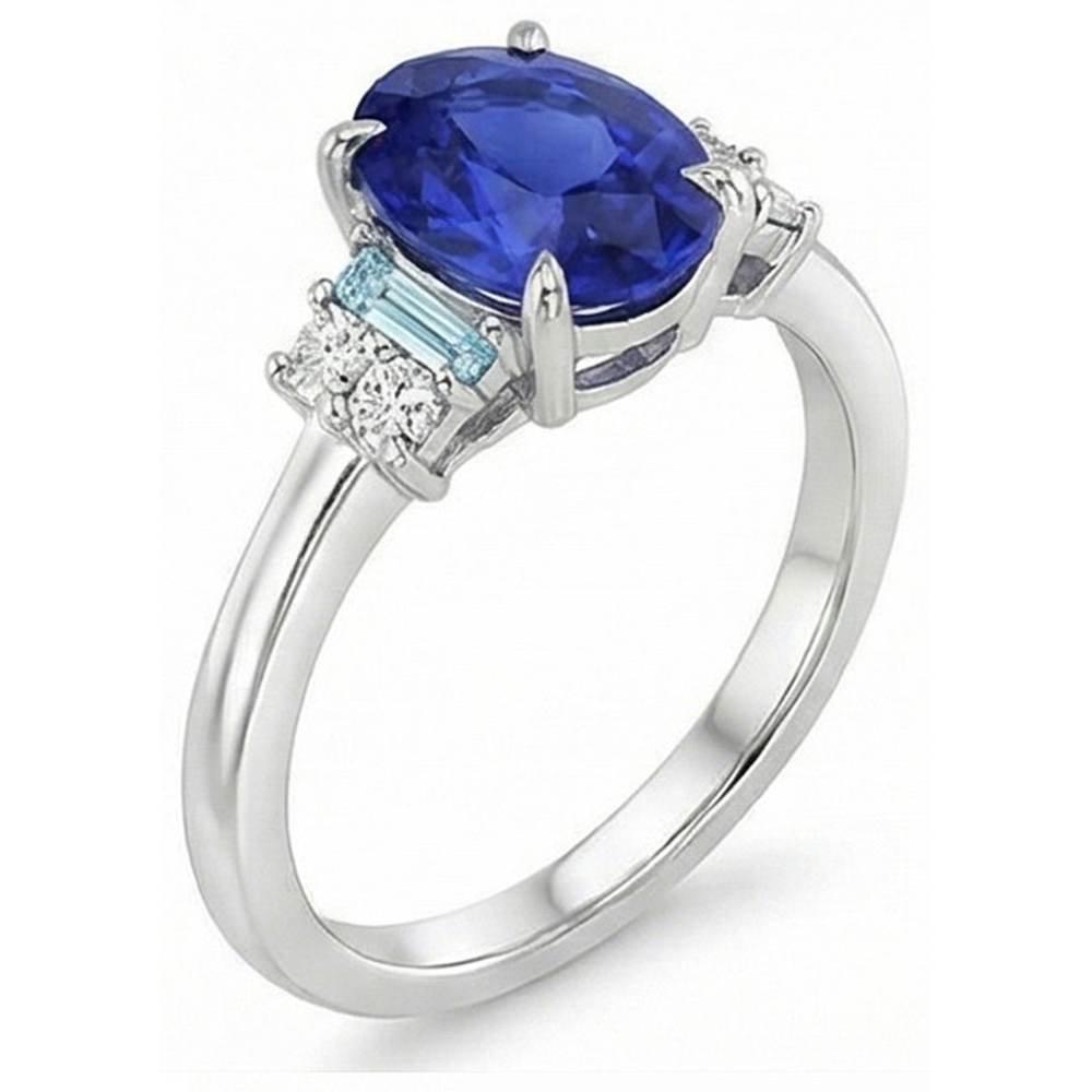 vero baguette diamante 4carati anello vista di profilo