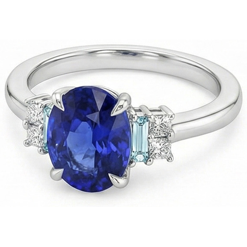 vero baguette diamante 4carati anello su bianco