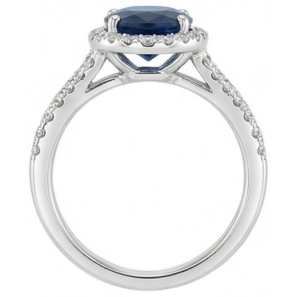 vero round diamante 3.20carati anello vista di profilo
