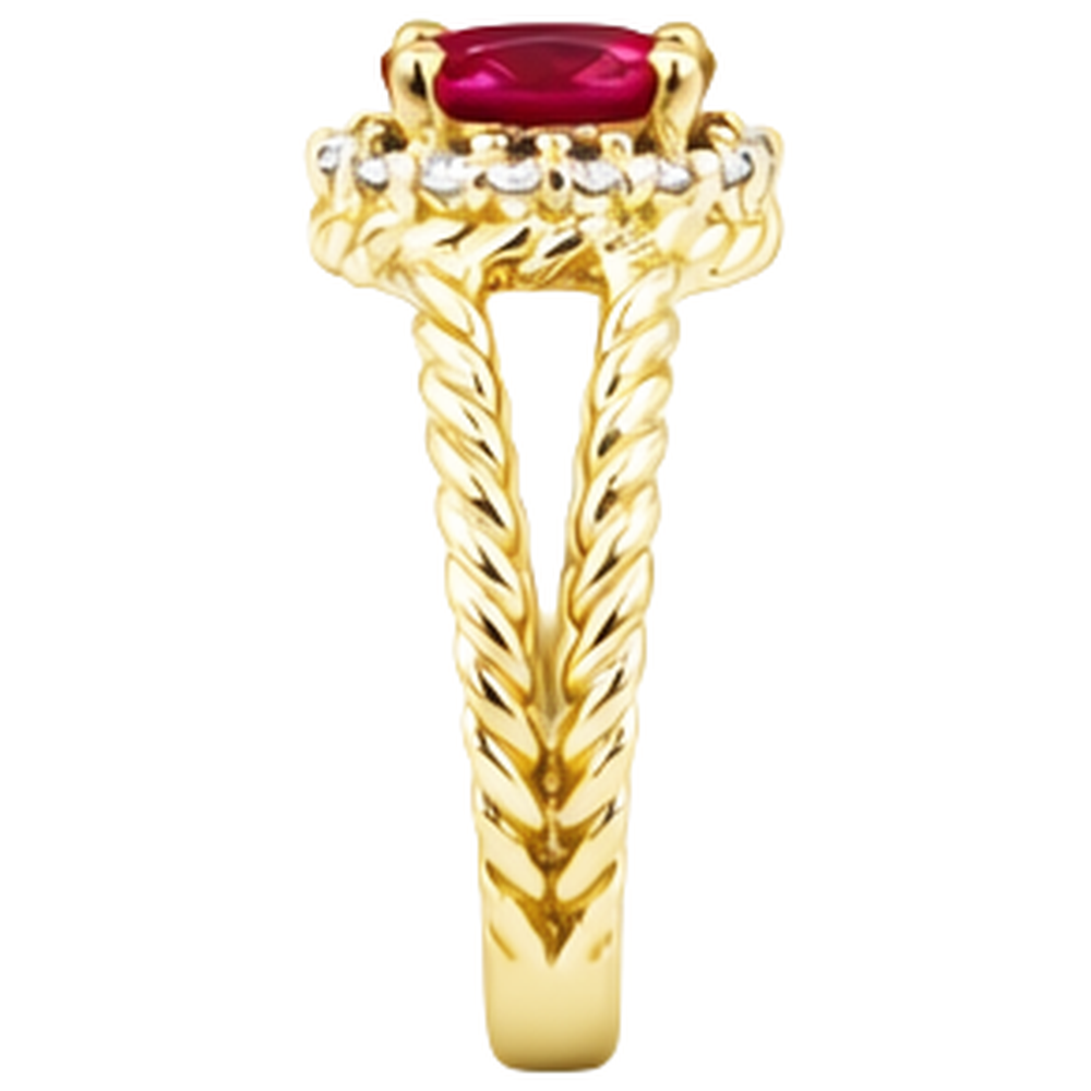 Anello ovale in oro bianco 14K con diamanti e rubini da 1.15 carati