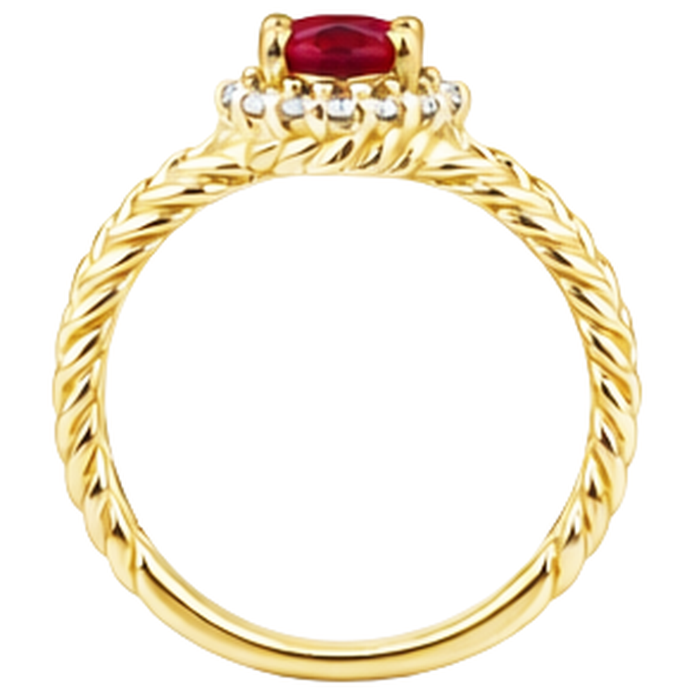 Anello ovale in oro bianco 14K con diamanti e rubini da 1.15 carati