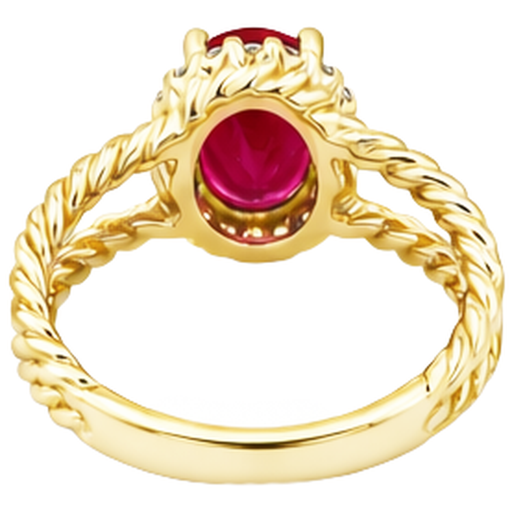 Anello ovale in oro bianco 14K con diamanti e rubini da 1.15 carati