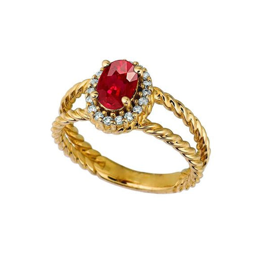 Anello ovale in oro bianco 14 carati con diamanti e rubini da 1.16 carati - harrychadent.it
