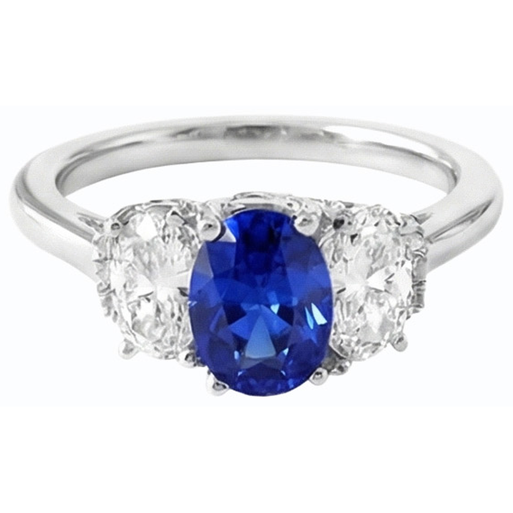 vero oval diamante 2.50carati anello vista di profilo