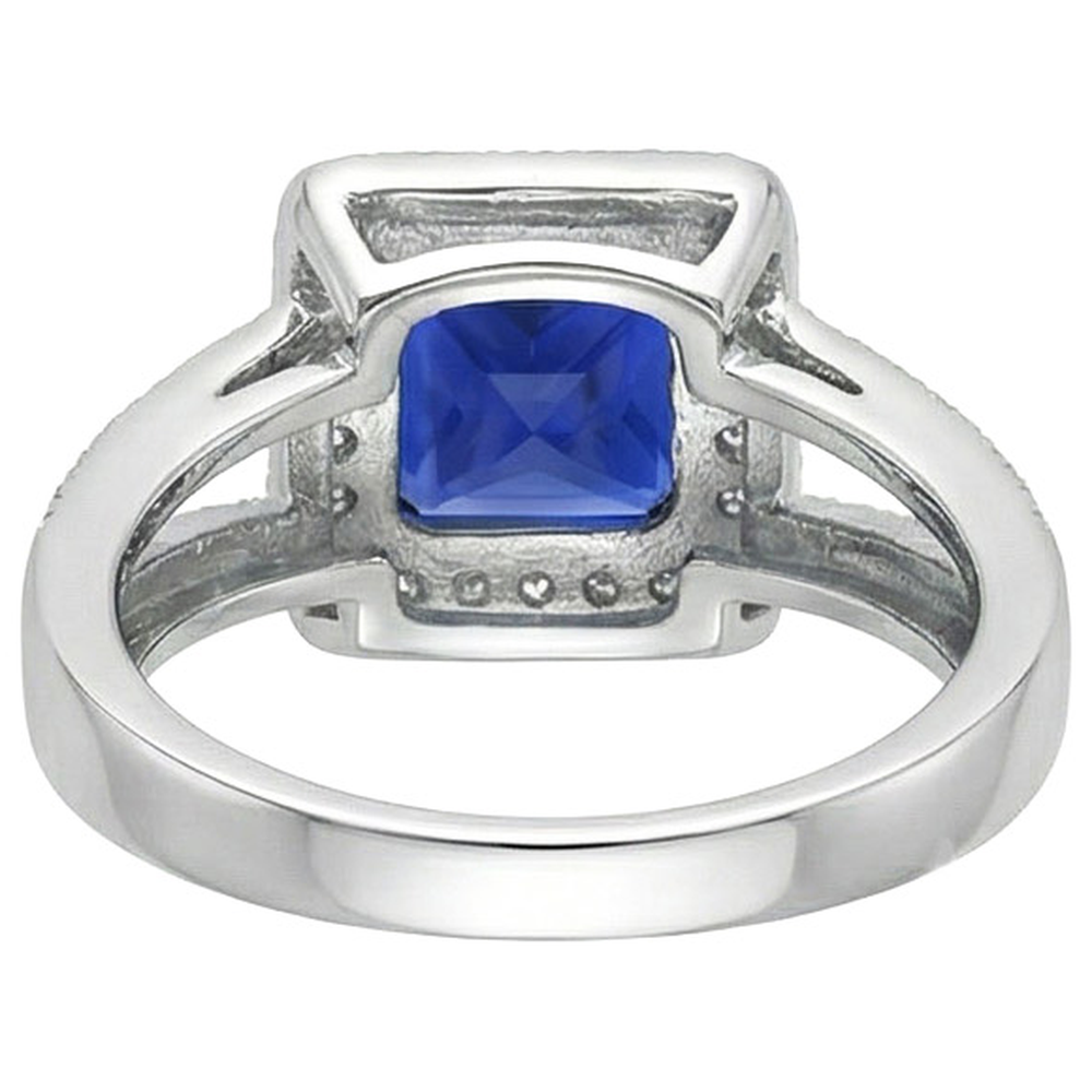 Anello principessa con zaffiro dello Sri Lanka taglio rotondo 3,56 carati WG 14K