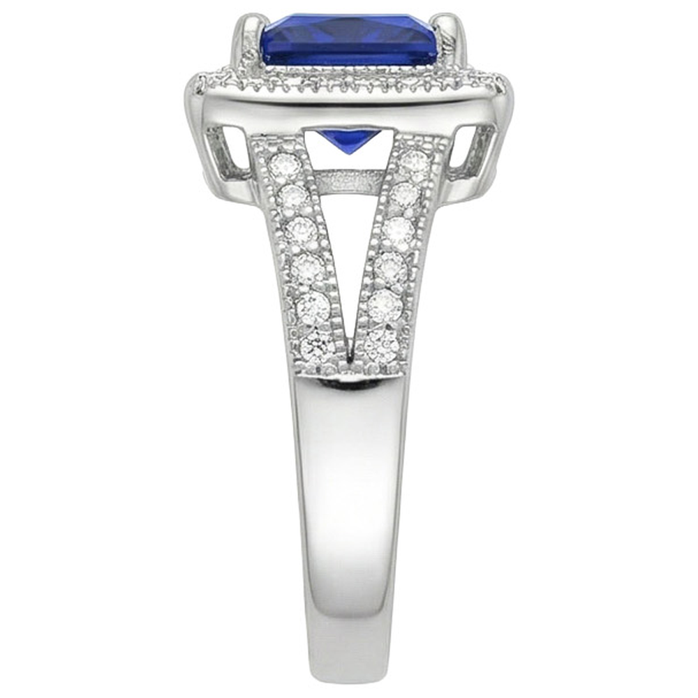 Anello principessa con zaffiro dello Sri Lanka taglio rotondo 3,56 carati WG 14K