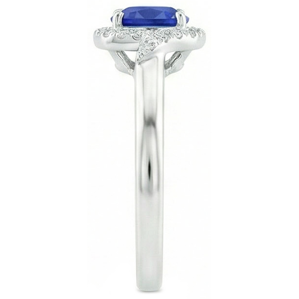Anello promessa in oro bianco 14K con zaffiro di Ceylon e diamante da 2,25 carati
