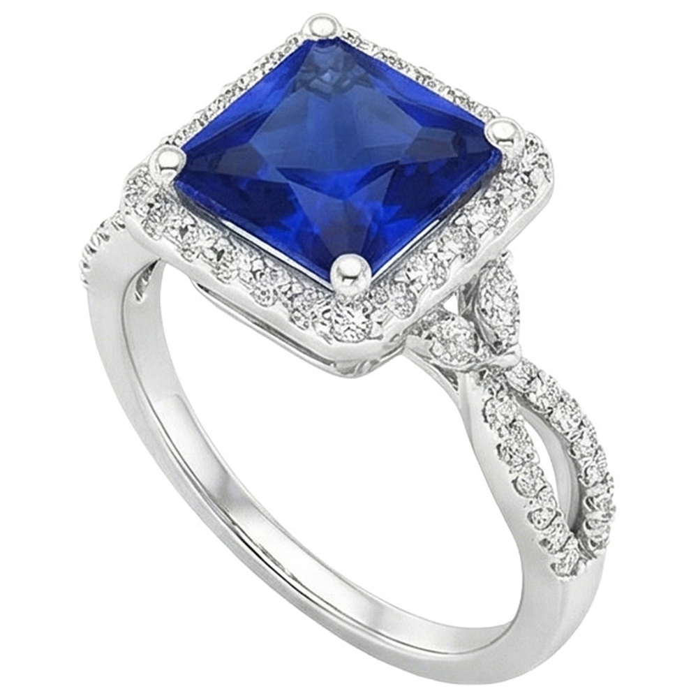 Anello quadrato con zaffiro Blu