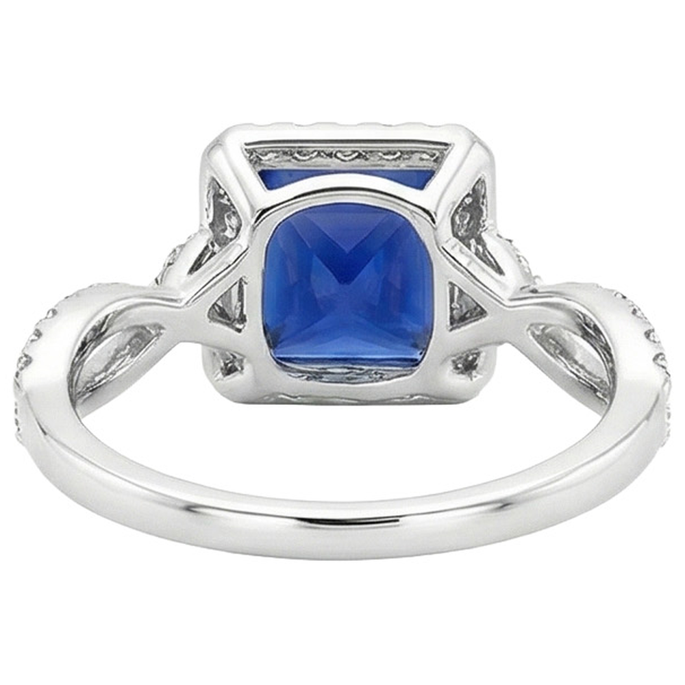 Anello quadrato con zaffiro Blu