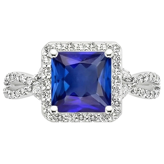 Anello quadrato con zaffiro Blu