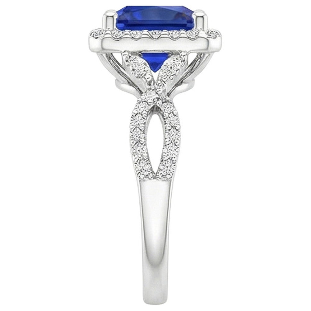 Anello quadrato con zaffiro Blu