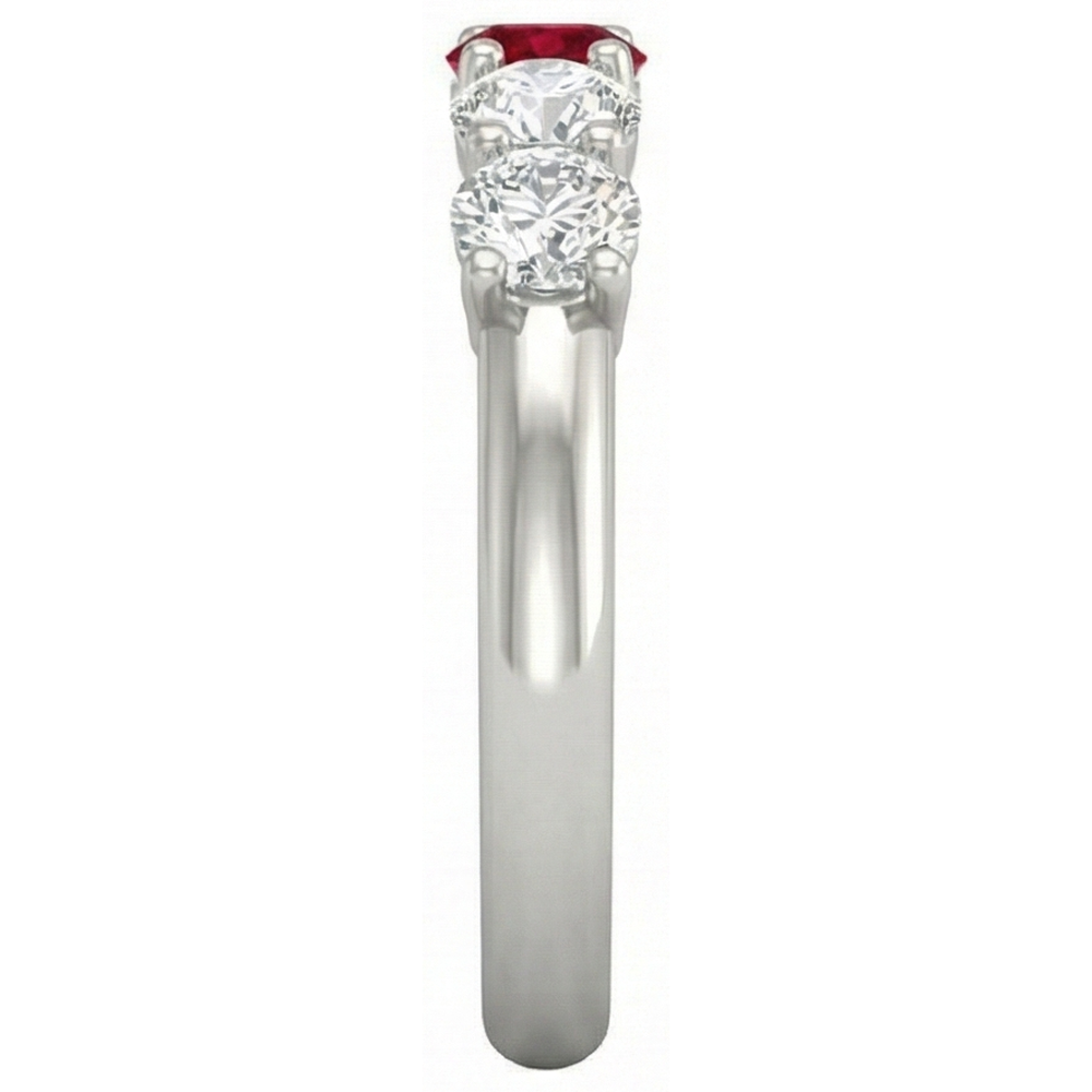 Anello rotondo con rubini e diamanti 1.50 carati in oro bianco 14K