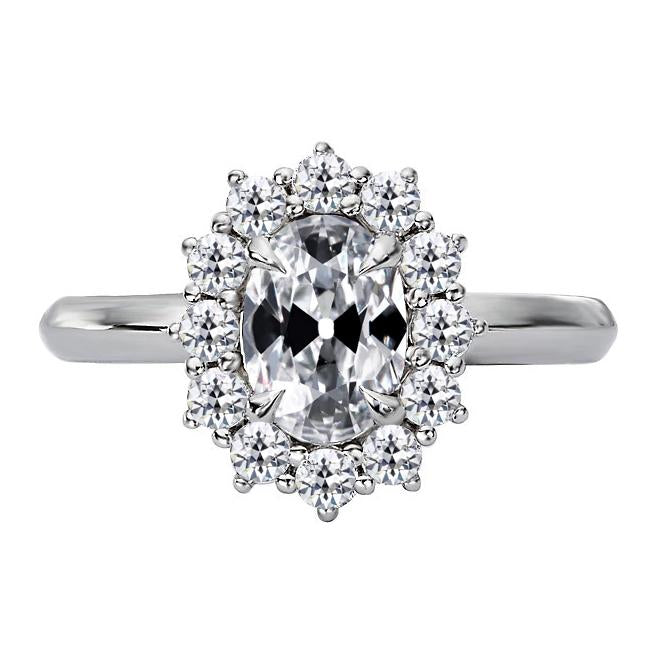 Anello rotondo e ovale con anello di diamanti da minatore vecchio stile fiore 4.50 carati